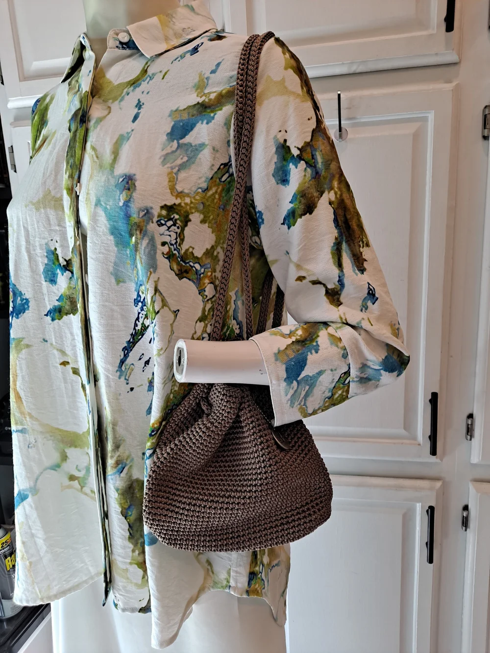 The Sak Brown Crochet Drawstring Mini Backpack